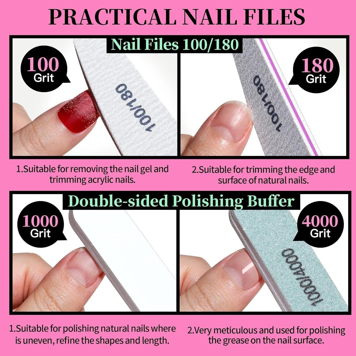 FANDAMEI Set manicure, Buffer Für Nägel, Nagelfeile 100/180, Nagelfeilen Für Gelnägel, Nagelhautschieber, Buffer Für Gelnägel, Feilen Für Gelnägel, Nagelzange, Nagelfeilen Set, Maniküre & Pedicure Set