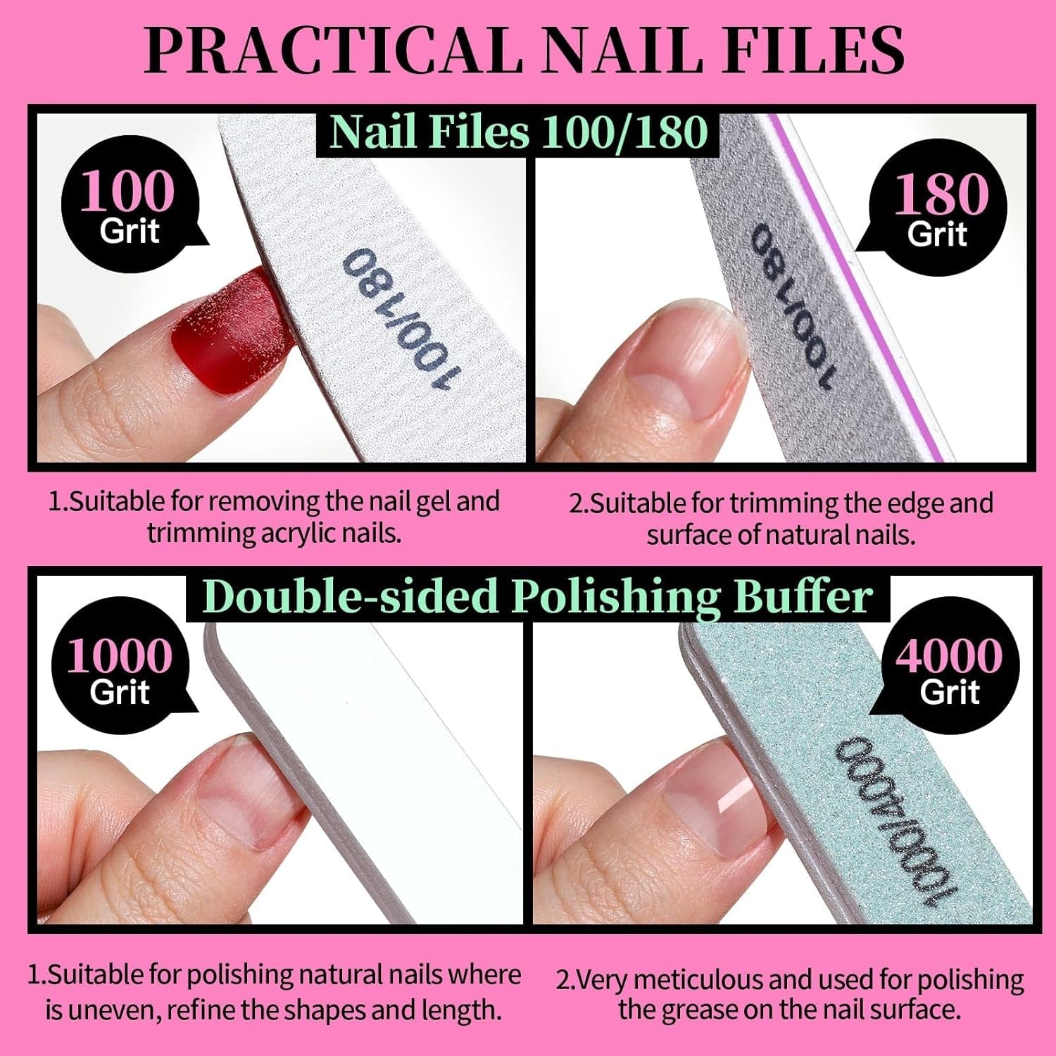 FANDAMEI Set manicure, Buffer Für Nägel, Nagelfeile 100/180, Nagelfeilen Für Gelnägel, Nagelhautschieber, Buffer Für Gelnägel, Feilen Für Gelnägel, Nagelzange, Nagelfeilen Set, Maniküre & Pedicure Set