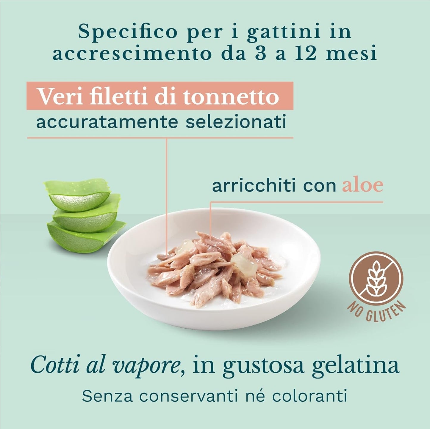 Cibo umido per gatti Cat Jelly Kitten Tonno con Aloe Vera, gelatina, 24 scatole x 85 g