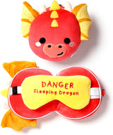 Puckator Relaxeazzz Adoramagics Cuscino da viaggio rotondo in peluche e maschera per gli occhi del drago - Maschera per dormire in peluche per aeroplano - Cuscino per volo per bambini e adulti - Maschera per dormire carina Naty Shop Cuscini da viaggio Titolo predefinito