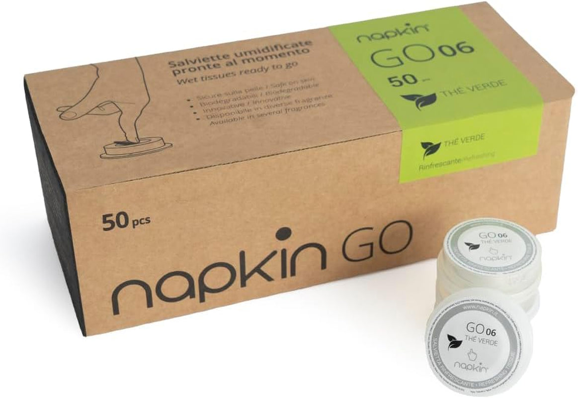 Go NPKGO00612 Salviette detergenti in capsule con tè verde, viscosa, bianco, confezione da 12