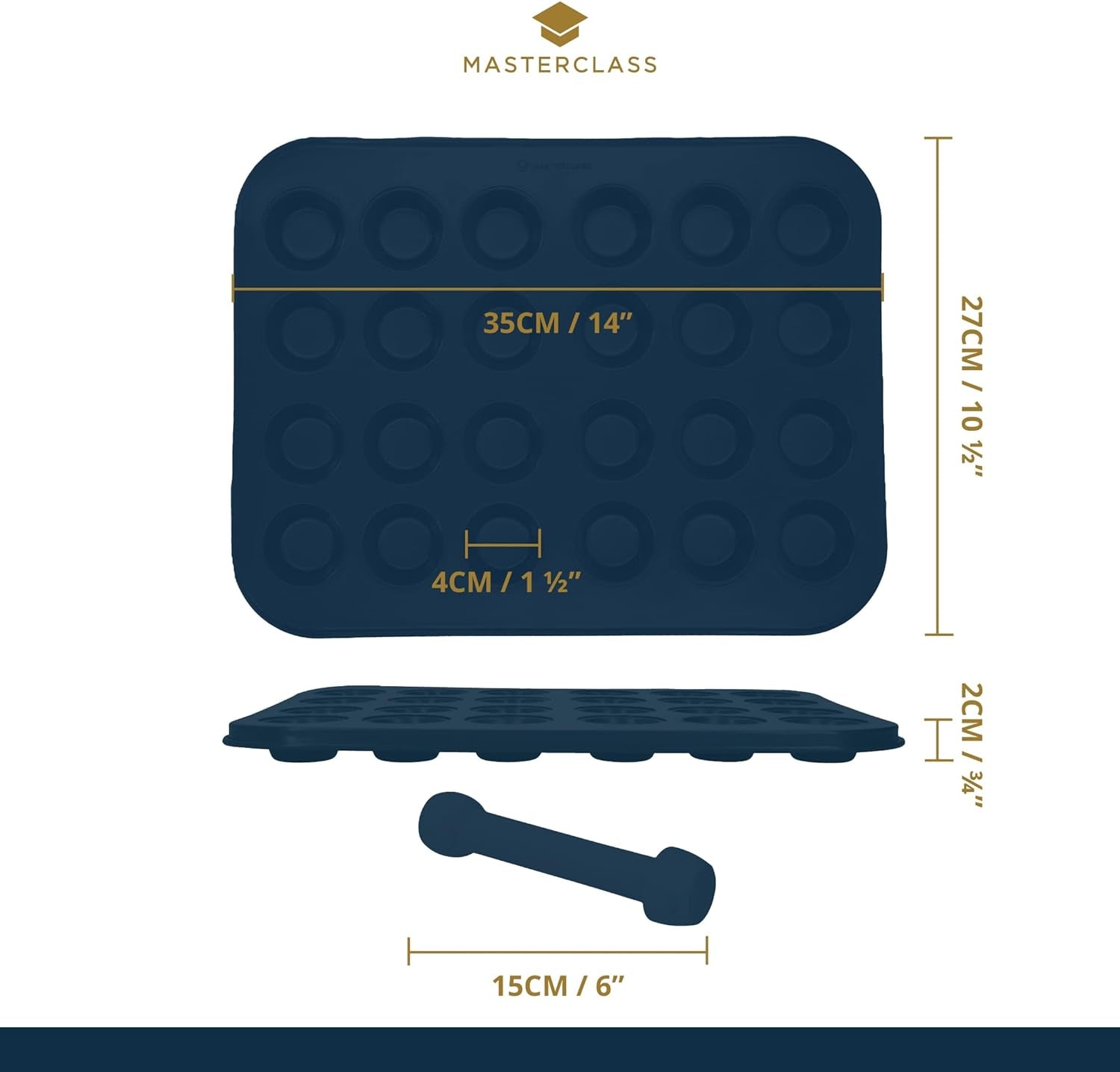 Masterclass Mini Stampo per Crostata 24 Fori Spessore 1 mm Acciaio al Carbonio Resistente 35x27 cm Grigio Naty Shop