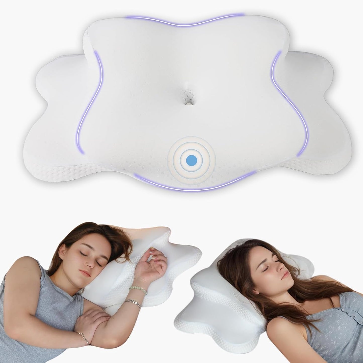 Cuscino Per Il Collo Cuscino Per La Testa Ortopedico Cuscino In Memory Foam Cuscino Per Impatto Laterale - Design ergonomico Forma Cava Per Impatto Laterale, Dorsale E Addominale Cuscini Ortopedici Cervicali Grigio Chiaro Naty Shop Bianco 65X40X14Cm