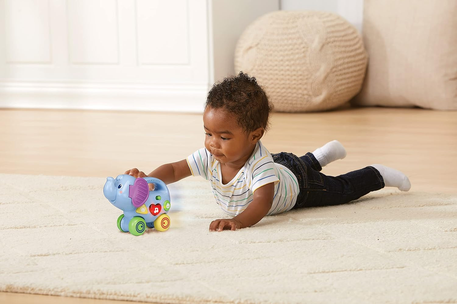 Vtech Baby Little Pushing Elephant - Giocattolo interattivo push and play - Con canzoni, melodie, frasi e suoni - Per bambini da 6 a 36 mesi Baby Toys Naty Shop