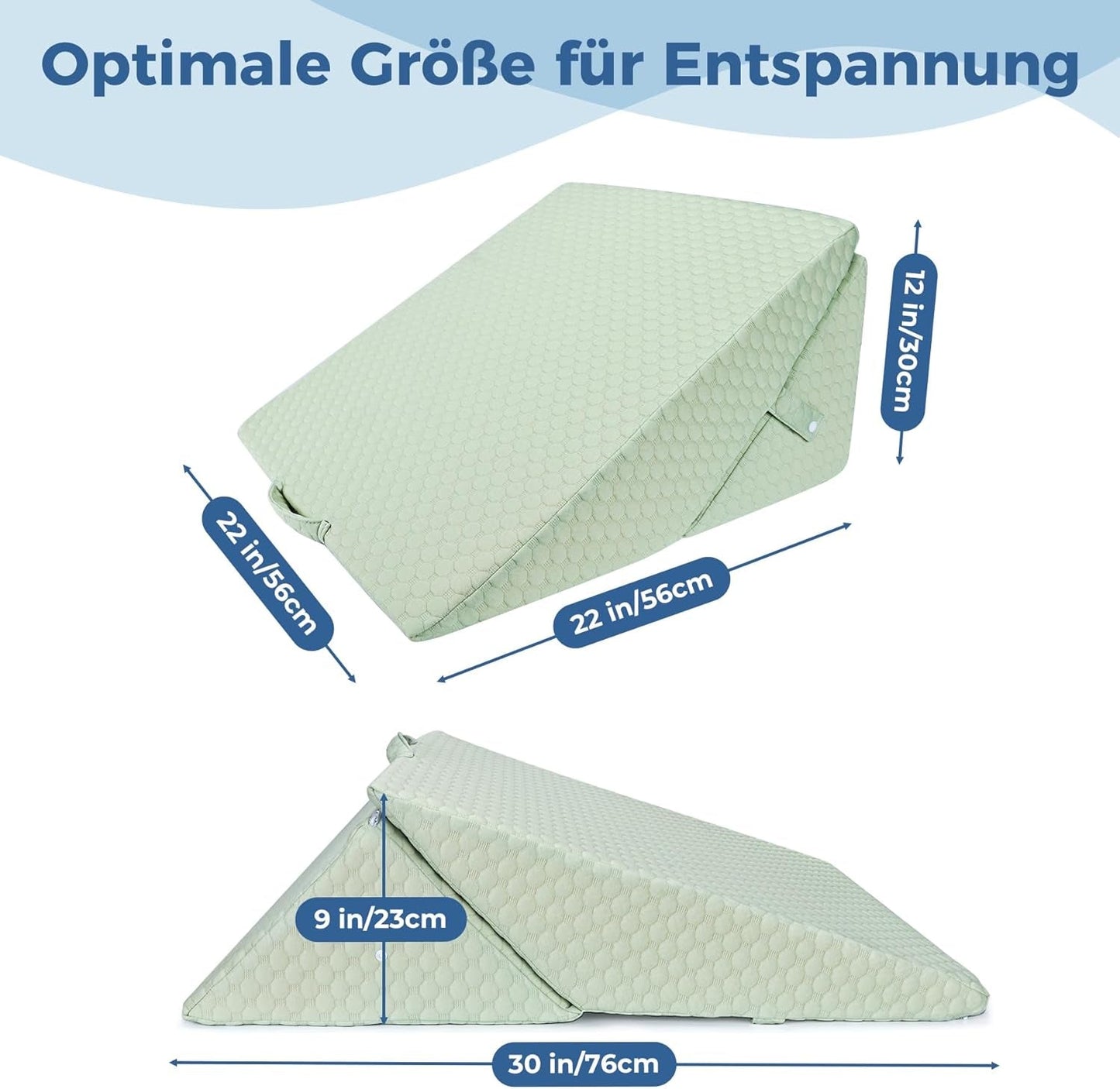 Cuscino a cuneo regolabile per bambini, cuscino da lettura in schiuma ad alta densità per letto e divano, cuscino ergonomico per la testa del letto a cuneo per apnea da reflusso notturno, cuscino per le gambe/cuscino per la schiena per il gioco e la lettura (Verde)