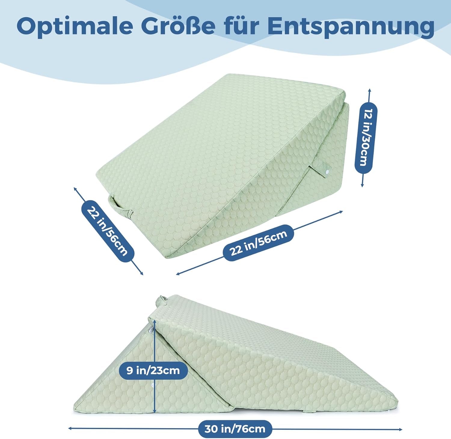 Cuscino a cuneo regolabile per bambini, cuscino da lettura in schiuma ad alta densità per letto e divano, cuscino ergonomico per la testa del letto a cuneo per apnea da reflusso notturno, cuscino per le gambe/cuscino per la schiena per il gioco e la lettura (Verde)