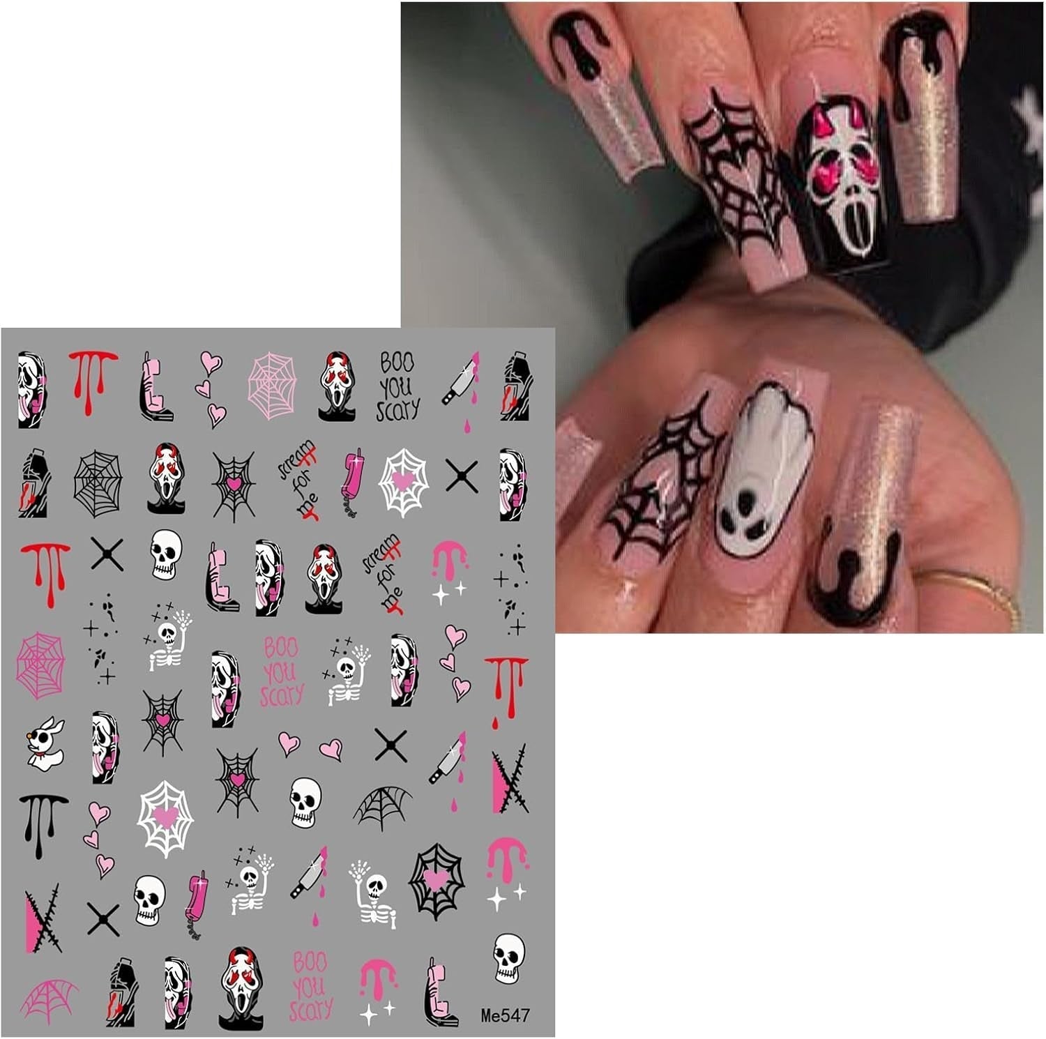 JMEOWIO Adesivo per unghie Halloween 9 Blatt Nail Art Sticker Adesivo per unghie Decorazione per decorazioni Decorazioni per unghie