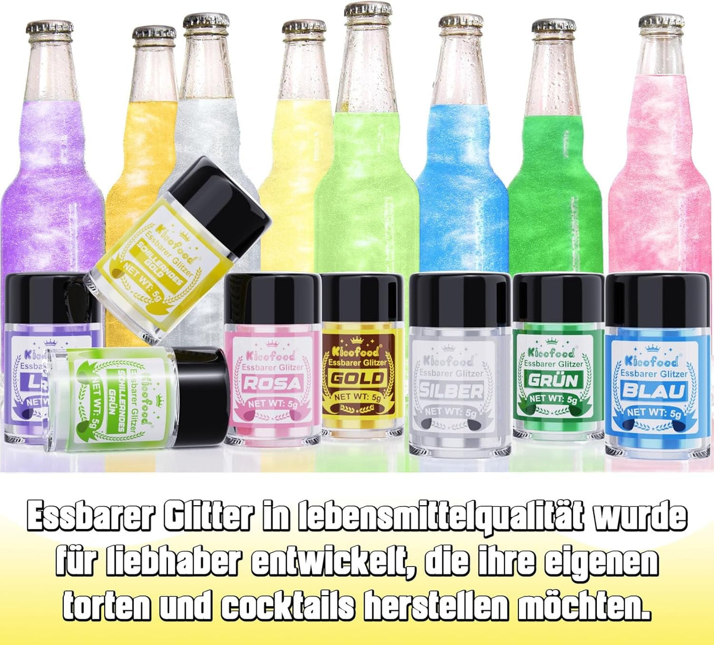 Kicofood, glitter commestibili, 5 grammi, vari colori Glitter Naty Shop
