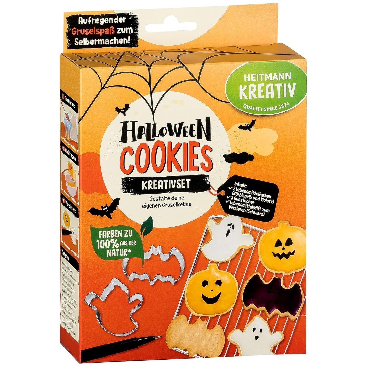 HEITMANN KREATIV - Set di gomme da masticare alla frutta creative per Halloween - Coloranti in polvere a base vegetale - Rosa - Gomme da masticare alla frutta a forma di fantasma fai da te al gusto di lampone