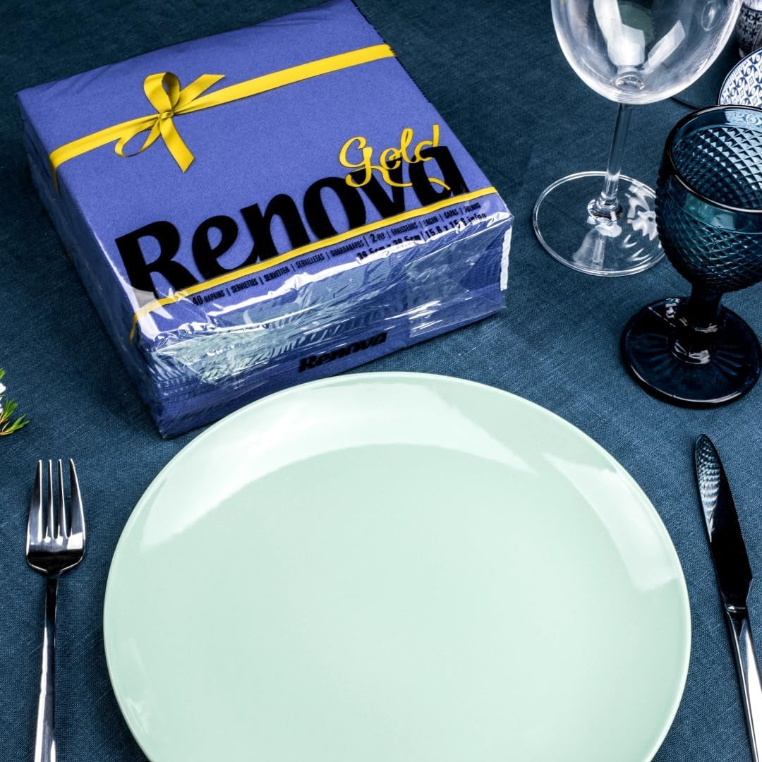 Tovaglioli di carta Renova, Blu dorato - 40 tovaglioli