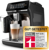 Macchina per caffè espresso automatica PHILIPS serie 3300 - 6 bevande, moderno touch screen a colori, sistema di preparazione del latte LatteGo, SilentBrew, macinacaffè 100% ceramica, filtro AquaClean. Cromo Nero (EP3347/90)