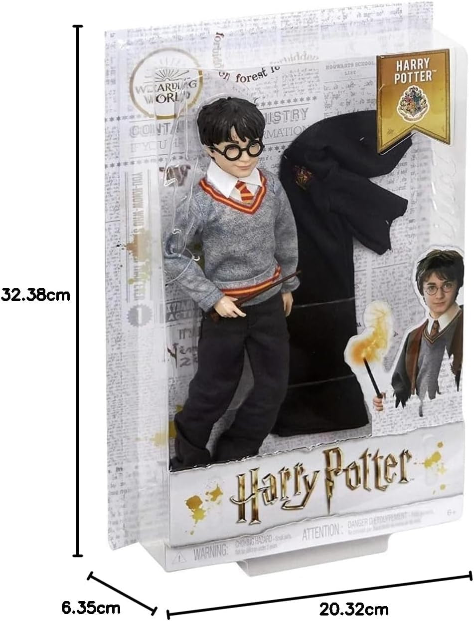 Mattel Harry Potter - Bambola da collezione (circa 26 cm) con uniforme di Hogwarts, tunica e bacchetta di Grifondoro, giocattolo da 6 anni FYM50 Action Figures Naty Shop
