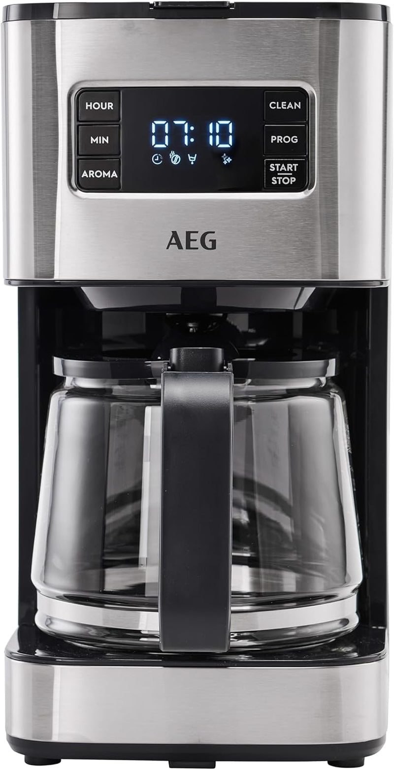 Macchina per caffè espresso AEG Deli 5, 1,5 l, timer programmabile, funzione di mantenimento in caldo, arresto di sicurezza, indicatore del livello dell'acqua, dosaggio ottimale, funzione antigoccia, acciaio inossidabile, CM5-1-6ST