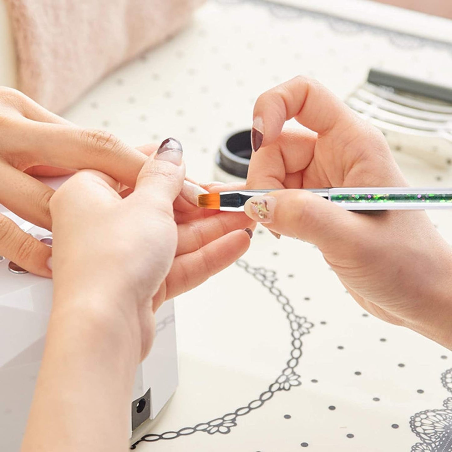 Set di 6 pins per nail art, set di pinsel dal design doppio, set di pinsel per nail art in acrilico Strumento per punteggiare i pinsel per nail art per nail art fai da te (con 1 pezzo di ricambio)