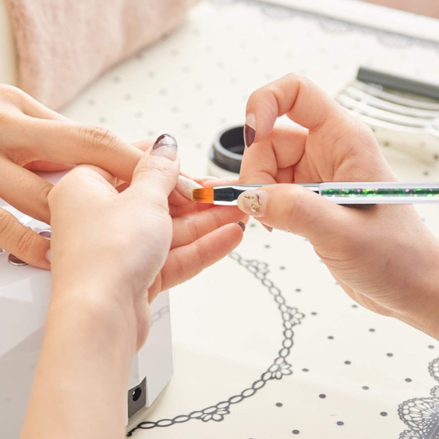 Set di 6 pins per nail art, set di pinsel dal design doppio, set di pinsel per nail art in acrilico Strumento per punteggiare i pinsel per nail art per nail art fai da te (con 1 pezzo di ricambio)