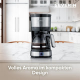 Macchina per caffè espresso compatta SEVERIN, caffè aromatico con macchina da caffè fino a 4 tazze, macchina per caffè espresso con filtro e filtro oscillante permanente, acciaio inossidabile/nero, KA 4808