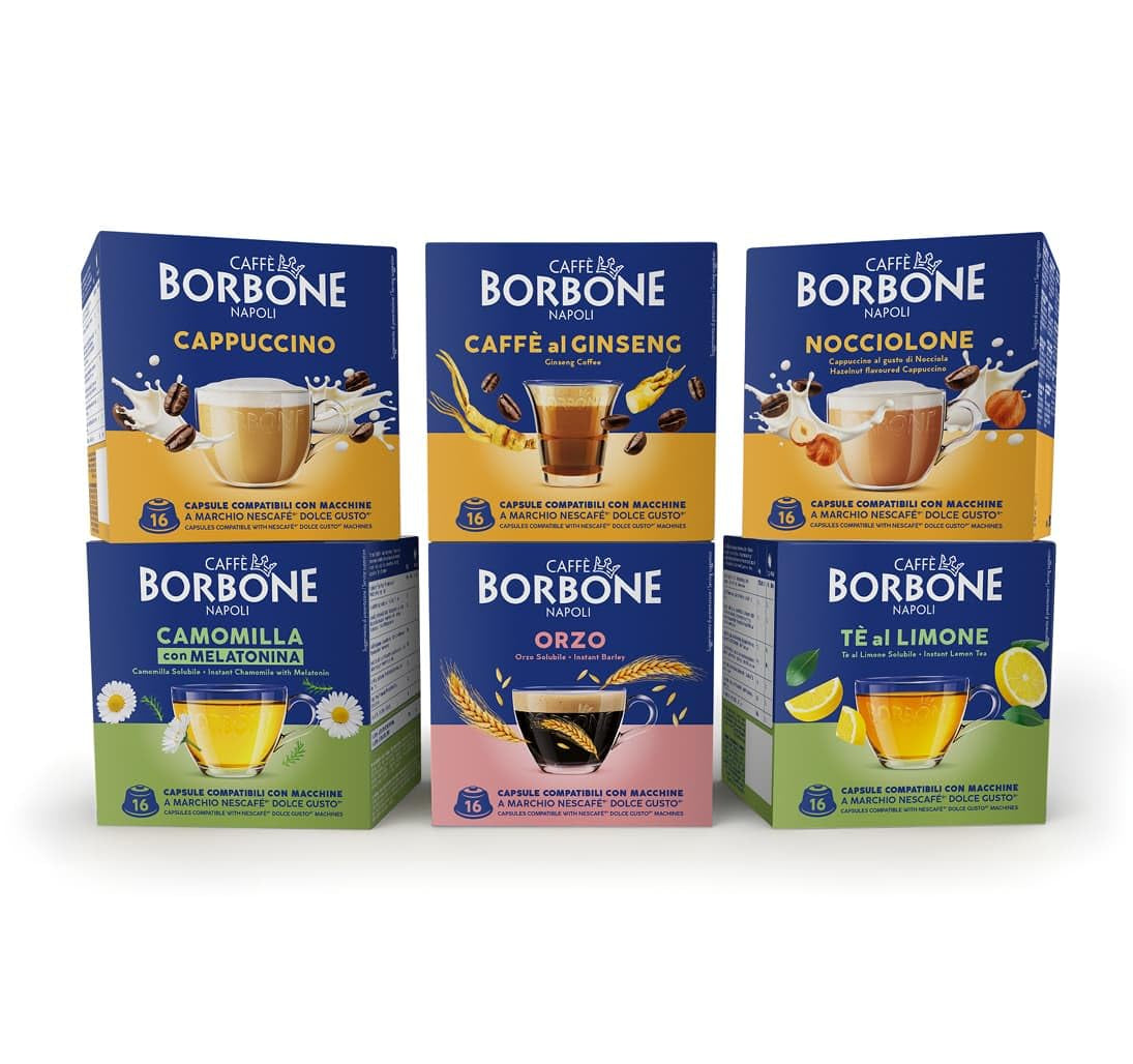 Caffè Borbone Café au Lait - 64 Kapseln - Lösliches Pulvergetränk mit Milchpulver und Instantkaffee - Compatibile con Kaffeemaschinen der Marke Nescafè®* Dolce Gusto®*