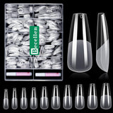 Becellen 500 punte per unghie artificiali, punte per unghie in gel morbido, copertura completa, punte per unghie in gel, unghie artificiali pre-lucidate, set di colla per nail art fai da te (mandorle)