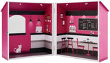 Teamson Kids - Casa delle bambole Dreamland City Café 30 cm - Rosa/Bianco/Nero