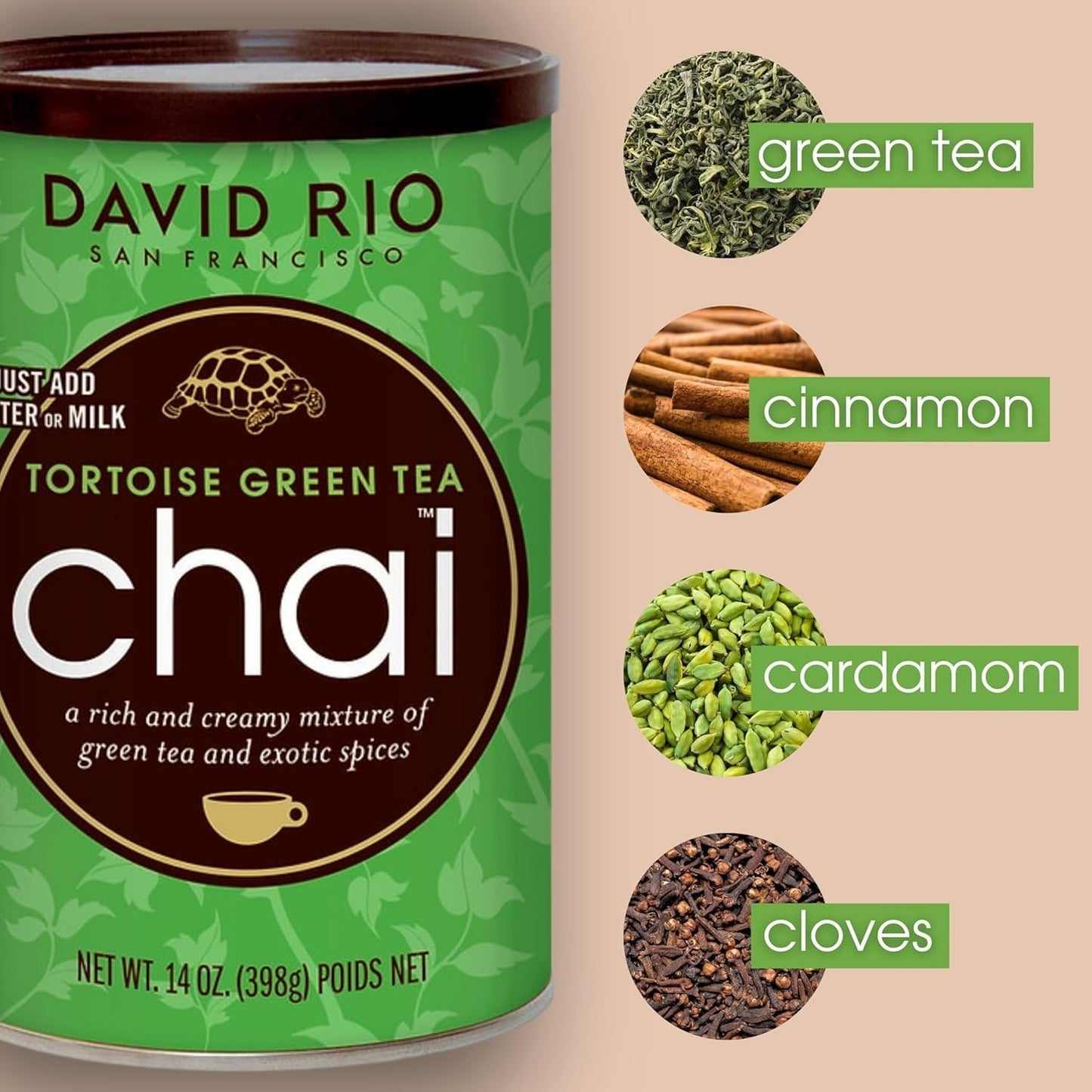 David Rio - Chai verde tartaruga, cartone (1 x 398 g)