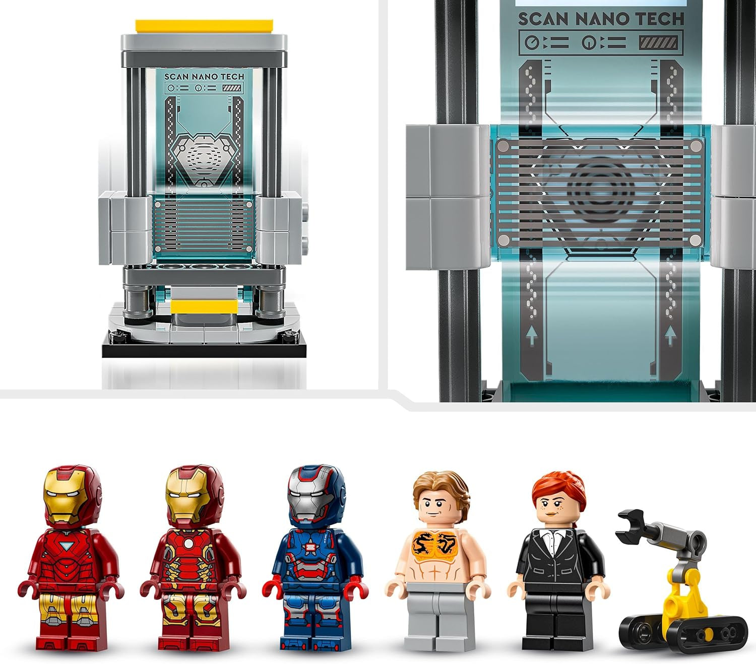LEGO Marvel Iron Man's Laboratory: Sala dell'Armatura - Giocattolo da supereroe con personaggio Mech, 5 minifigure tra cui Aldrich Killian - Regalo Avengers per ragazzi e ragazze dagli 8 anni in su 76315 Set da costruzione Beuche den LEGO-Store