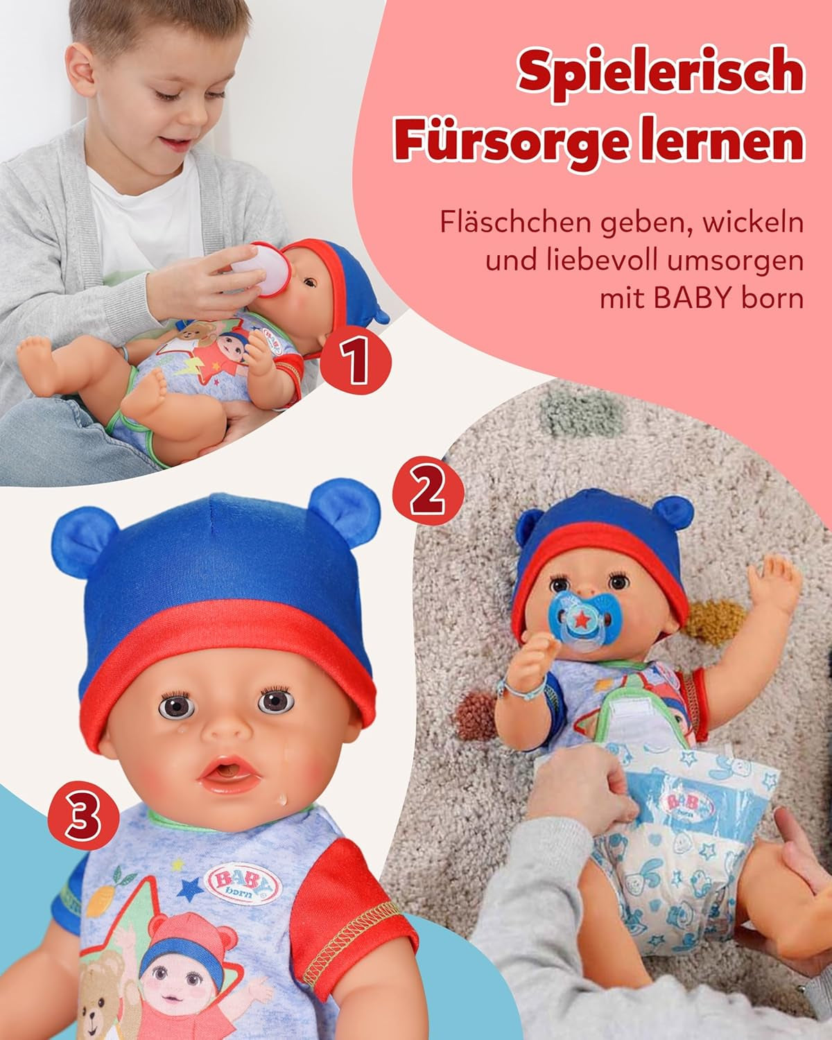 BABY Born Jonas - bambola baby 43 cm - 10 funzioni inclusi accessori e materasso - Funziona completamente senza batterie - Adatto a bambini dai 3 anni in su