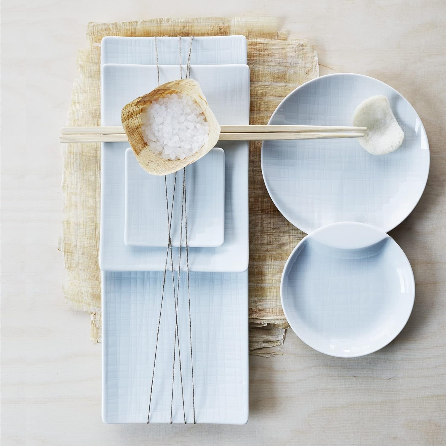 Rosenthal 11770-800001-28370 Set Mesh, 16 pezzi, composto da 4 piatti (profondità 21 cm, piatti 21/27 cm), ciotole per cereali 14 cm, bianco