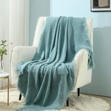 CREVENT Coperta lavorata a maglia color ruggine per divano, poltrona, letto, decorazioni per la casa, morbida, calda, accogliente, leggera, primavera estate autunno (127,8 x 152,4 cm caramello/marrone/arancio bruciato) CREVENT Letti e coperte Waffle Teal