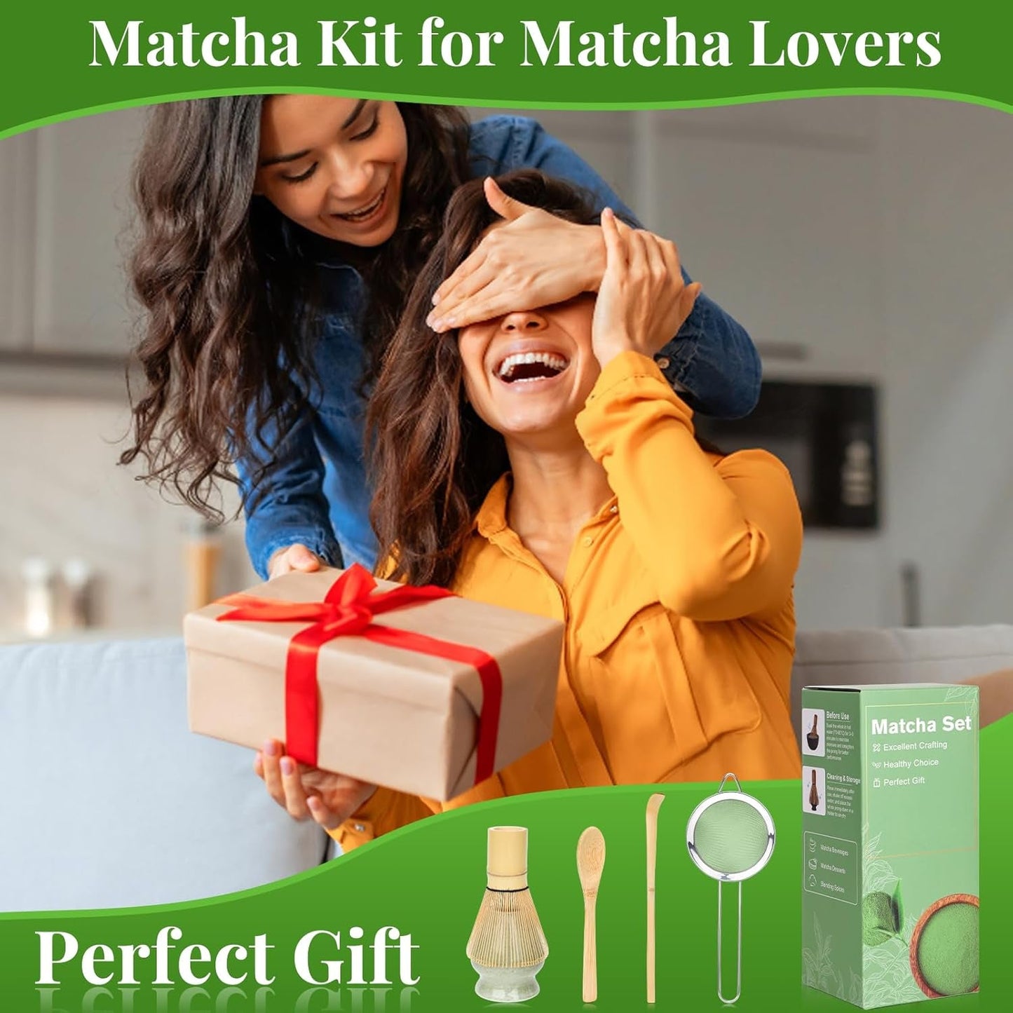 Alyvisun Set Matcha, Set da tè Matcha da 5 pezzi con teiera Matcha e supporto per tè Matcha, cucchiaino, cucchiaino da tè, set da tè Matcha per gli amanti del matcha, ideale per principianti ed appassionati