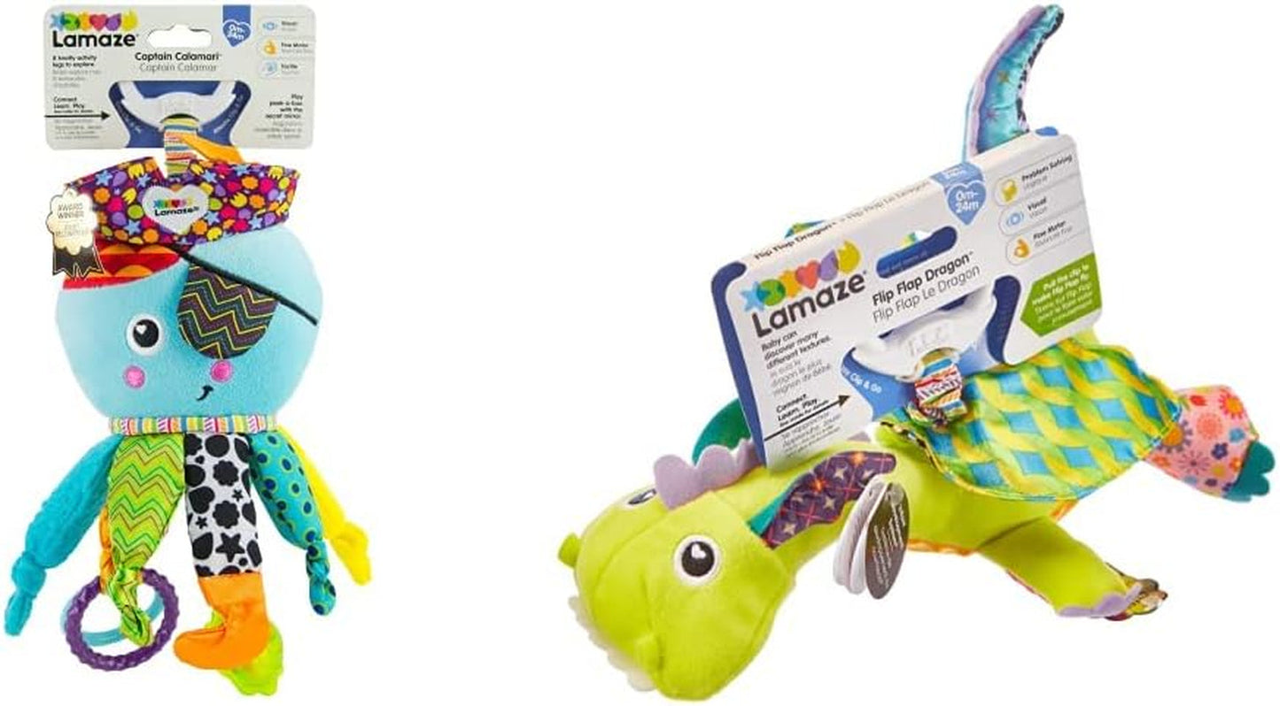 Giocattolo Lamaze per bambini Capitan Calamari Polpo pirata Clip & Go Giocattolo di alta qualità per i più piccoli e Diego Giocattolo per bambini Drago volante Clip & Go Giocattolo di alta qualità per i più piccoli Bebe Naty Shop Pacchetto giocattoli con Diego