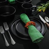 Set di stoviglie Bowery, 32 pezzi, nero opaco, gres, piatti, ciotole e tazze, per 8 persone