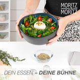 Moritz & Moritz ORGANIC Set di ciotole da portata, Blu - 2 grandi ciotole in gres di alta qualità, moderne e senza tempo, adatte al microonde e alla lavastoviglie - perfette per insalate, pasta, snack e altro ancora