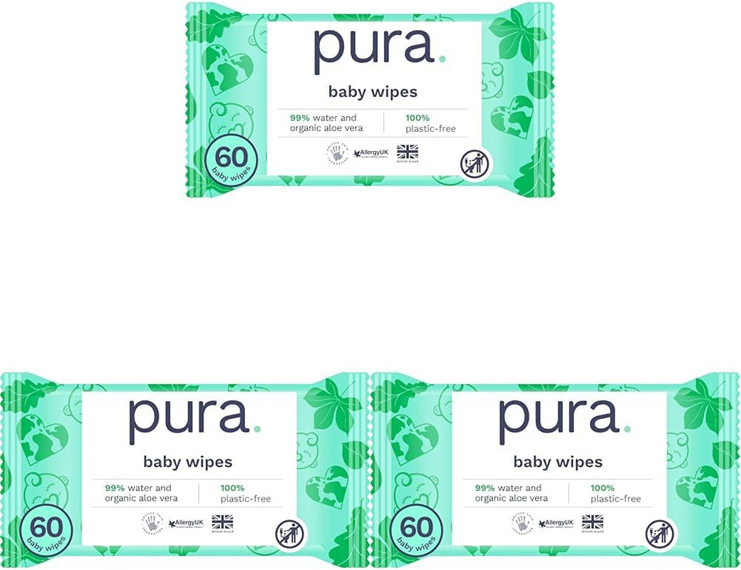 Salviette usa e getta ecologiche per la pelle sensibile del bambino 70 salviette (1 confezione) 99% acqua 100% senza plastica per pelle sensibile incline all'eczema Neonato biodegradabile Vegan