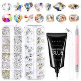 Makartt Gel adesivo per strass - Set di colla UV per unghie da 15 ml con ciondoli per unghie rosa Cuore Cerchio Gioielli per unghie e accessori per design delle unghie per manicure domestica Regalo di San Valentino