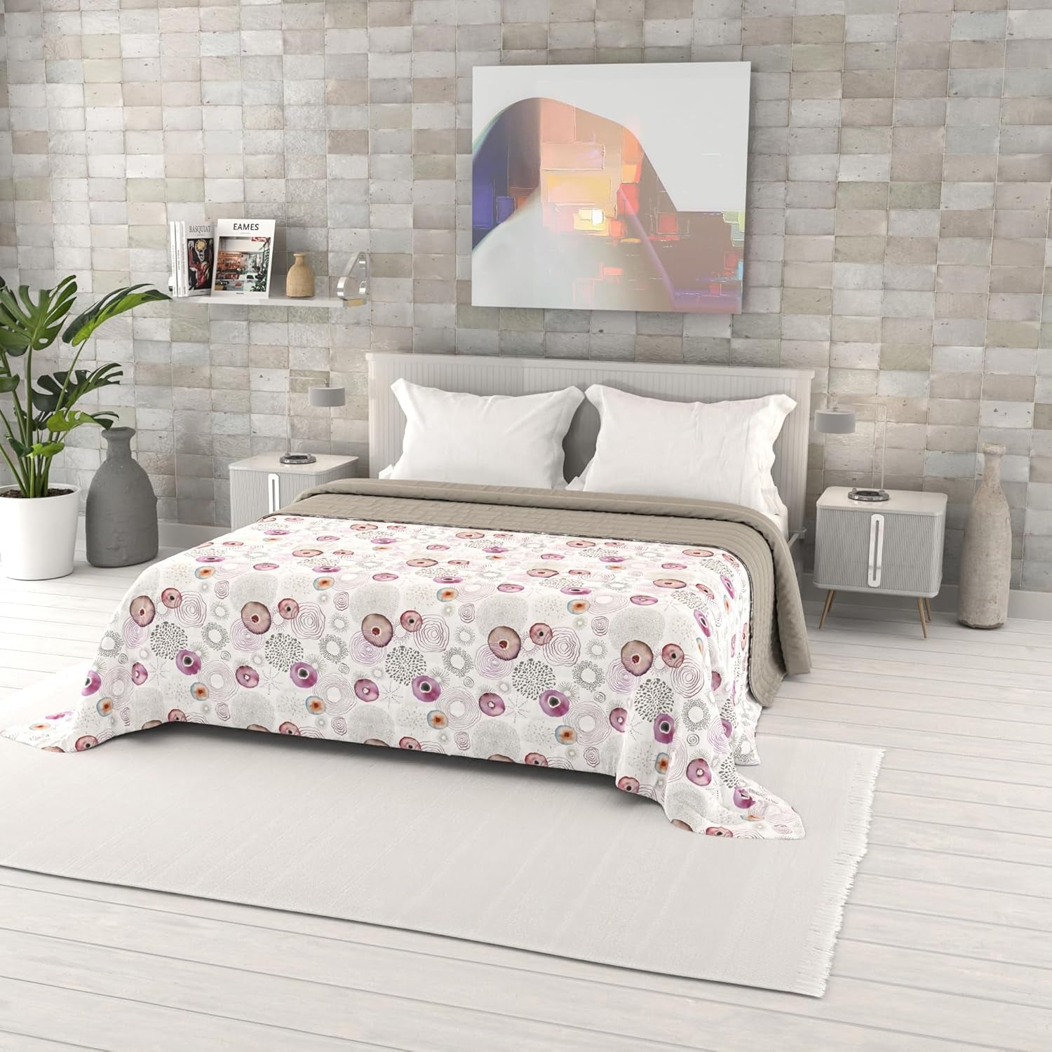 Trapunta estiva stampata fantasia, imbottitura in poliestere, Petali, 260X270Cm Trapunte e Trapunte Naty Shop Morfeo 260X270Cm