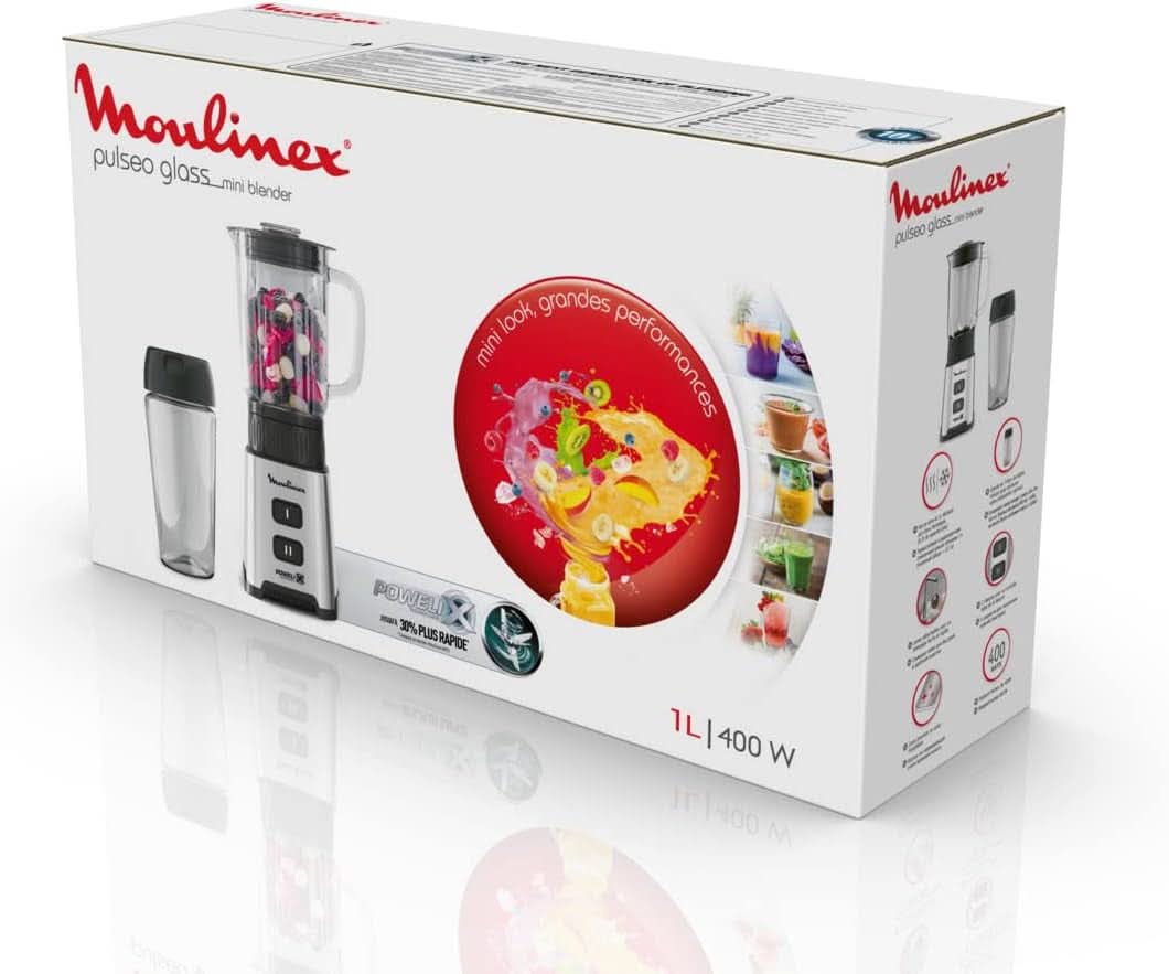 Frullatore Pulseo LM17GD, 400 W, 4 lame, 700 Ml, Contenitore portatile 600 Ml Cucina Naty Shop
