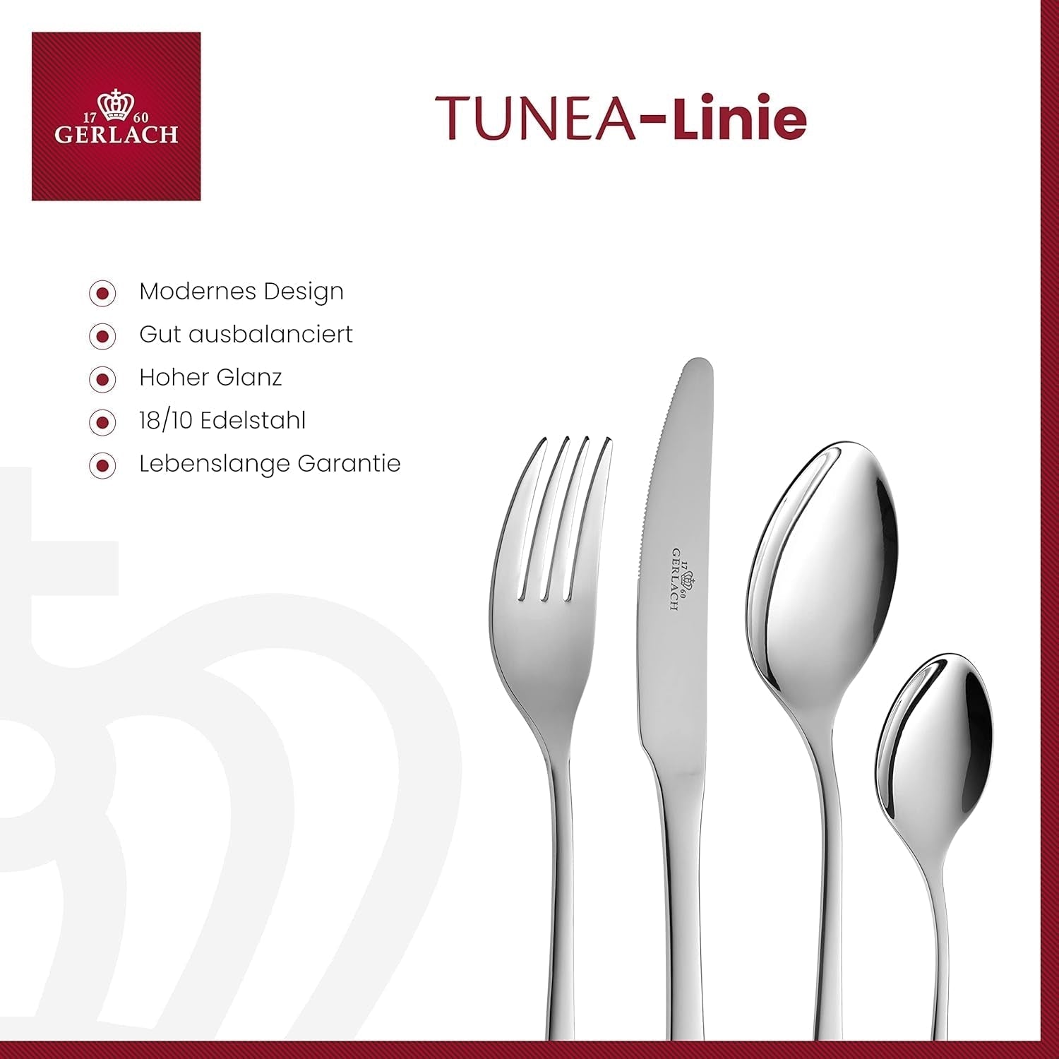 Gerlach 1760 Tunea Set, Posate Acciaio Inox, 24 pz, 6 Persone Cucina Naty Shop