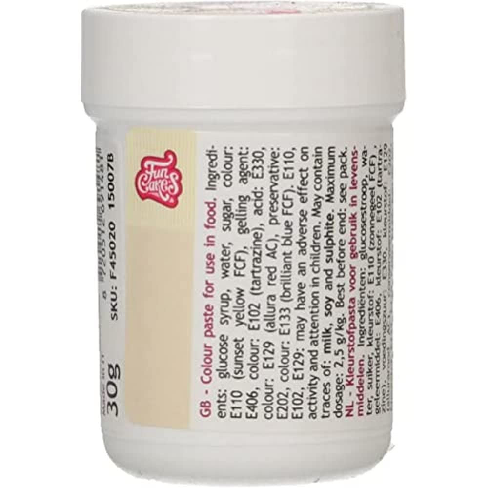 Colorante alimentare concentrato Funcakes Paste Color Avorio; per pasta, panna, fondente, marzapane, pasta, pasta da modellare e pasta per fiori. Halal e Kosher. 30 g