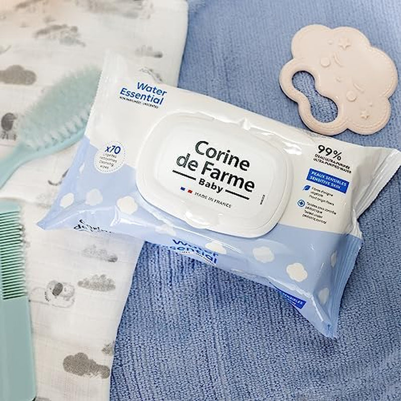 - Salviette baby Change Water Essential x70 - Prodotto da toilette in fibra vegetale - Acqua ultrapurificata al 99% - Igiene dalla nascita - Coperchio richiudibile