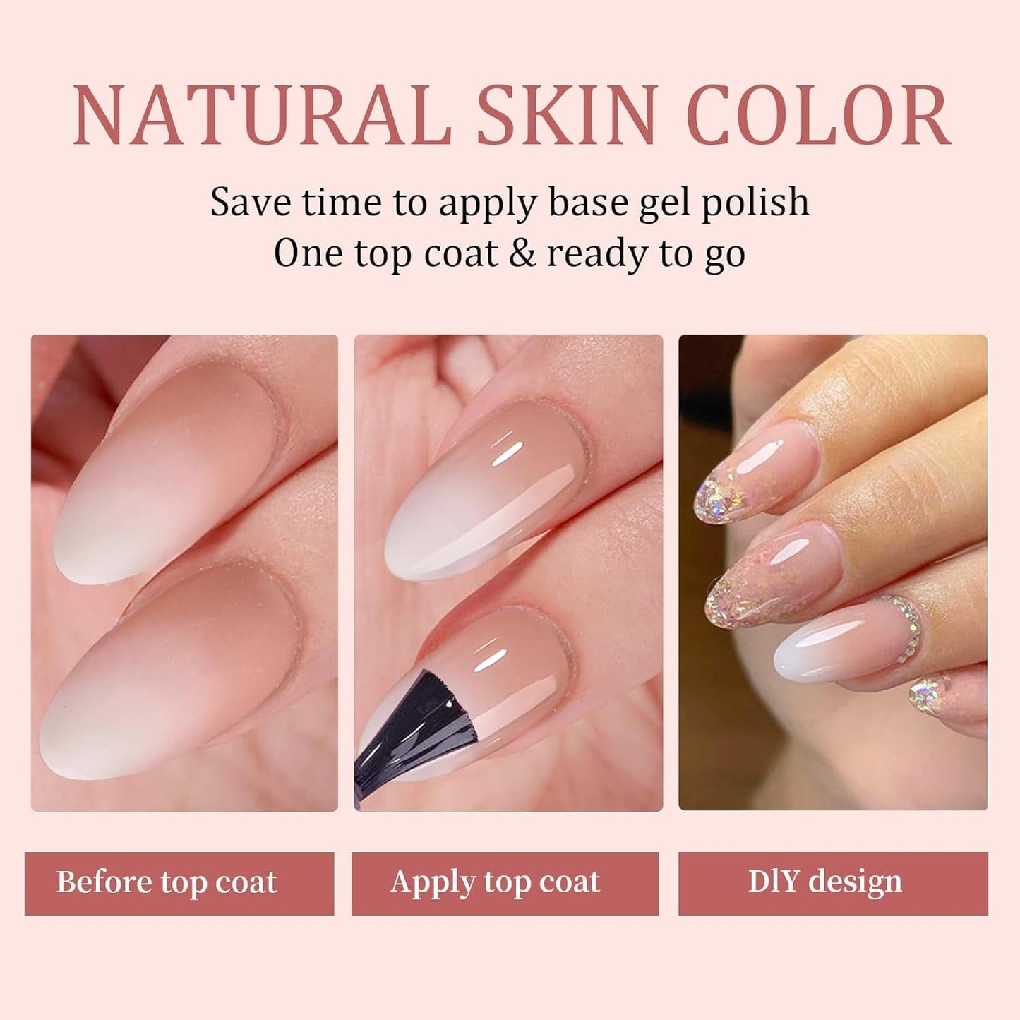 Kit per unghie finte sfumate da 150 pezzi - 5 colori per unghie finte autoadesive dal design sfumato - Copertura completa per donne e ragazze - Unghie finte lucide per manicure fai-da-te (Quadrato)