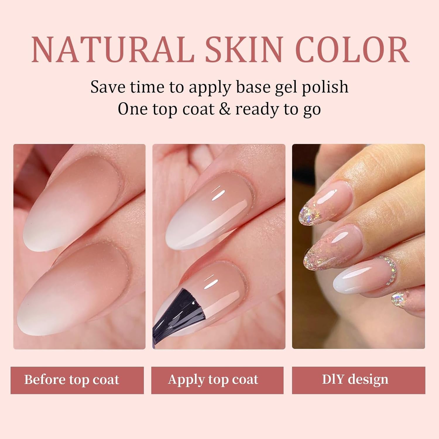 Kit per unghie finte sfumate da 150 pezzi - 5 colori per unghie finte autoadesive dal design sfumato - Copertura completa per donne e ragazze - Unghie finte lucide per manicure fai-da-te (Quadrato)