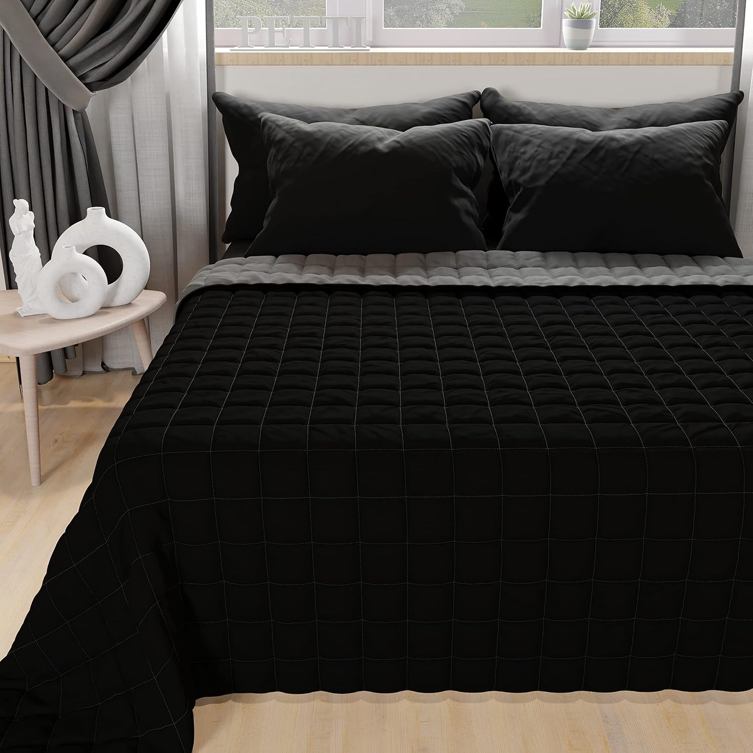 PETTI Artigiani Italiani - Copriletto singolo, copriletto double face, copriletto primaverile, blu notte, bianco, Piumini e Trapunte 100% Made in Italy Naty Shop Arancio Letto 160 (240X260 Cm)