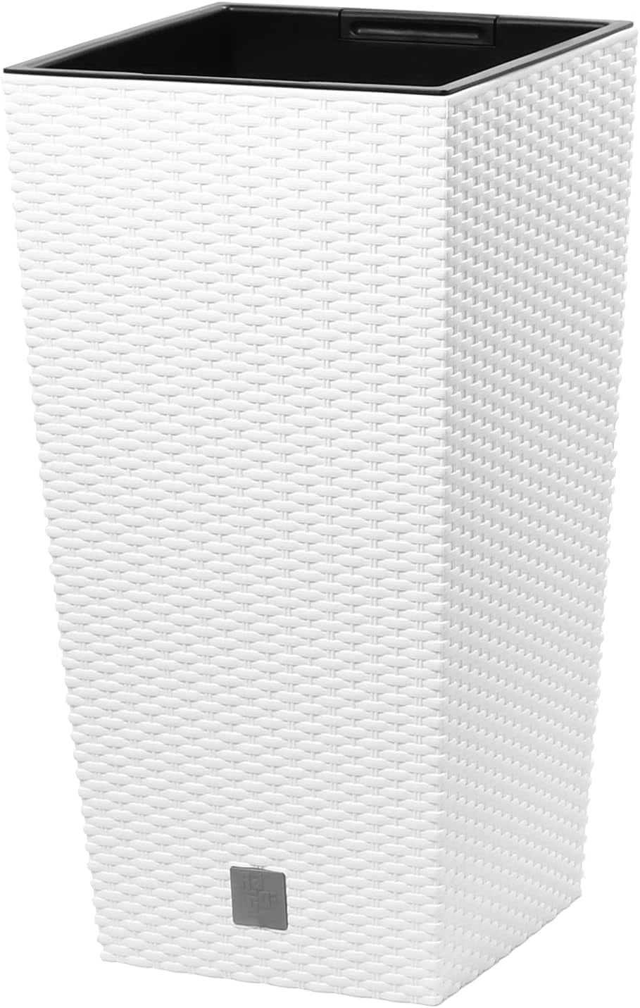 Vasi/vasi effetto rattan Prosperplast con inserto | 26,5 x 26,5 x 50 cm | antracite | resistente alle intemperie e ai raggi UV | realizzato in plastica robusta | per interni ed esterni