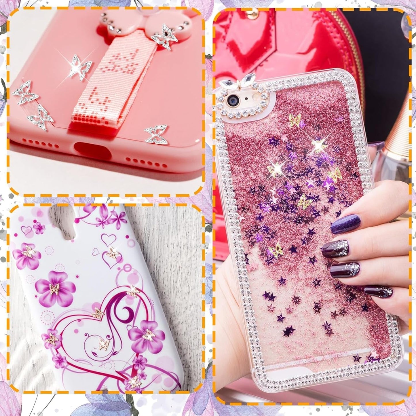 80 pz ciondoli per unghie farfalla 3D farfalla in lega oro argento glitter decorazioni per unghie accessori per gioielli per unghie manicure fai da te per le donne