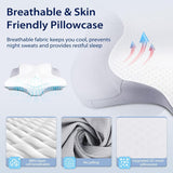 HOMCA Cuscino Collo, Cuscino ergonomico in Memory Foam Fodera per cuscino rinfrescante 3D per posizione supina, laterale o prona, 62 X 41 X 9,5/12,5 Cm Cuscini ortopedici cervicali Naty Shop