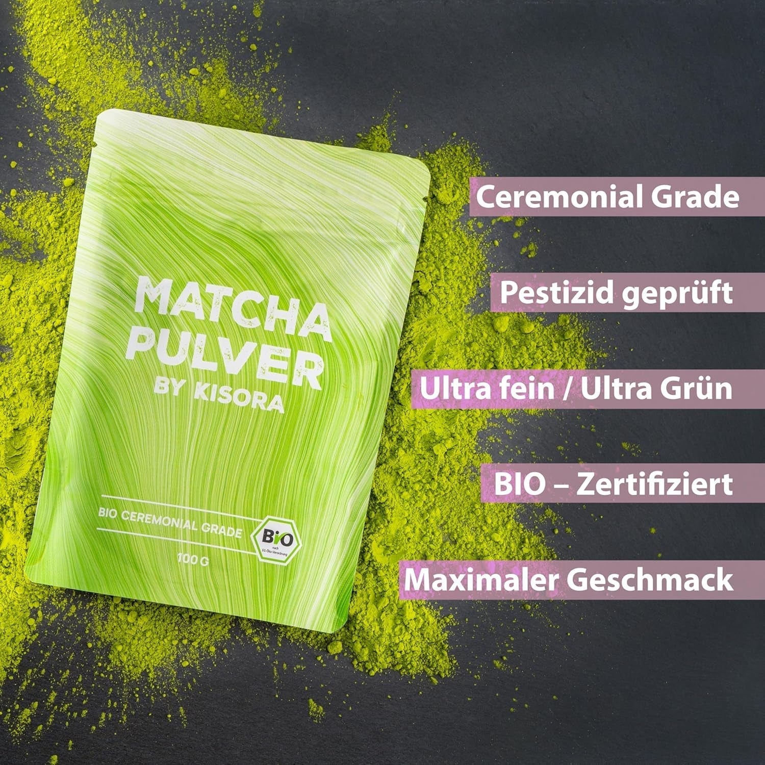 Tè verde Matcha cerimoniale qualità BIO 100G Polvere di tè verde Matcha biologico al 100%.