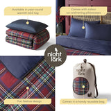 Set piumino e federa Night Lark, 10,5 tog, singolo, tartan rosso classico, biancheria da letto di lusso, ipoallergenico, piumini e trapunte lavabili in lavatrice Naty Shop