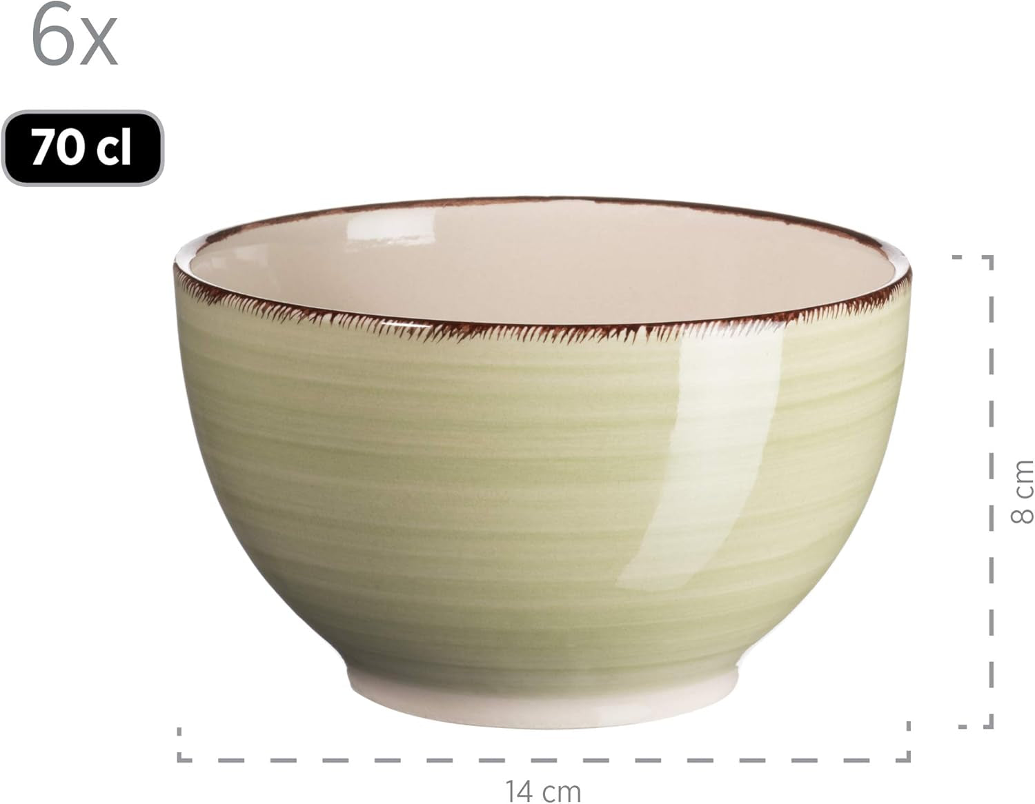 MÄSER 931490 Bel Tempo II Servizio da colazione per 6 persone in look vintage, ceramica dipinta a mano, set di stoviglie da 18 pezzi, verde, gres