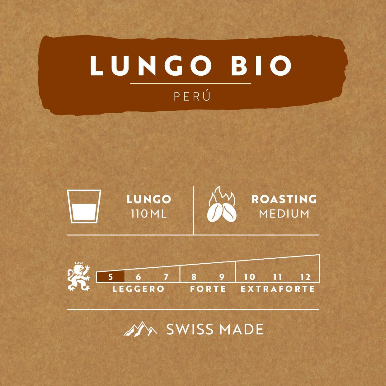 Café Royal Perù Lungo Bio – Kaffeekapseln compatibili Nespresso®, 100% Arabica del Perù, cremoso, Intensità 5/12, Fairtrade, 100 Capsule