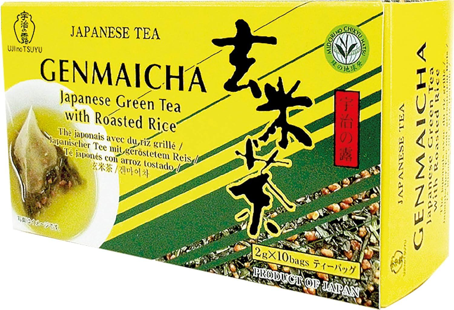Tè verde con riso tostato tondo, Genmaicha (1 x 20 g - 10 bustine da 2 g ciascuna)
